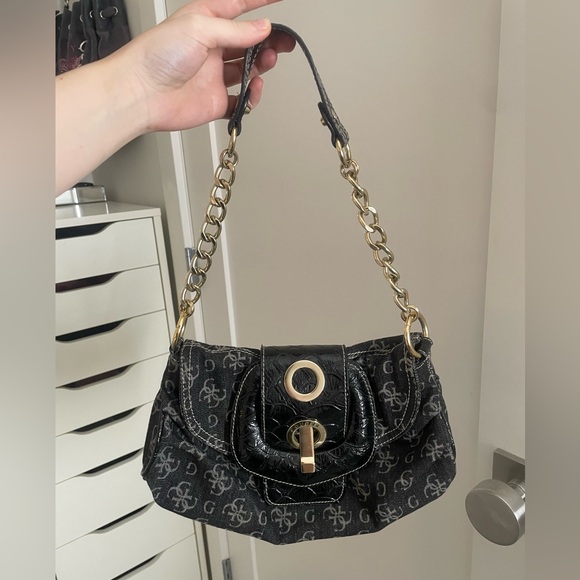 Guess Black in Denim Y2K Shoulder Bag - Picture 1 of 4